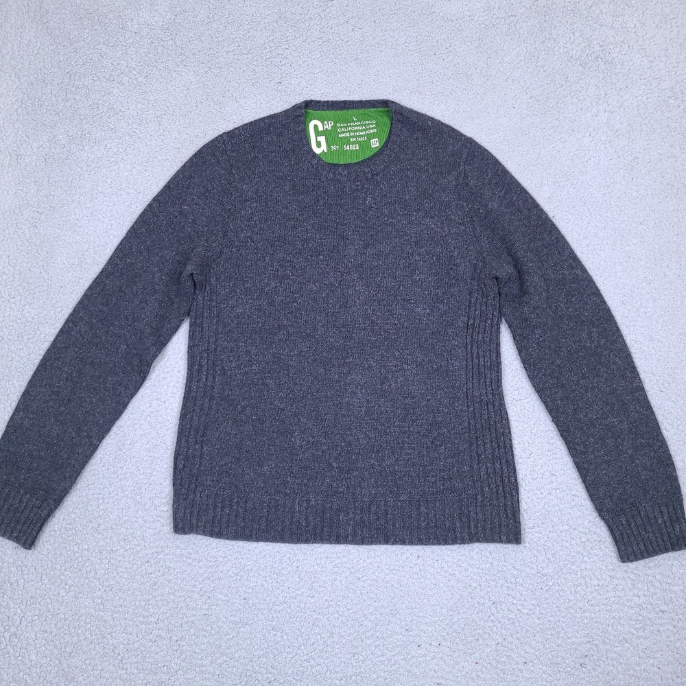Vintage Gap Sweater Mens Large Gray Knit Cotton Nylon Wool Blend Pullover